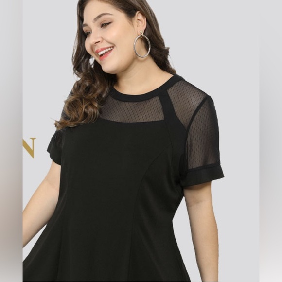 Agnes Orinda Tops - Chic Black Sheer Sleeve Blouse